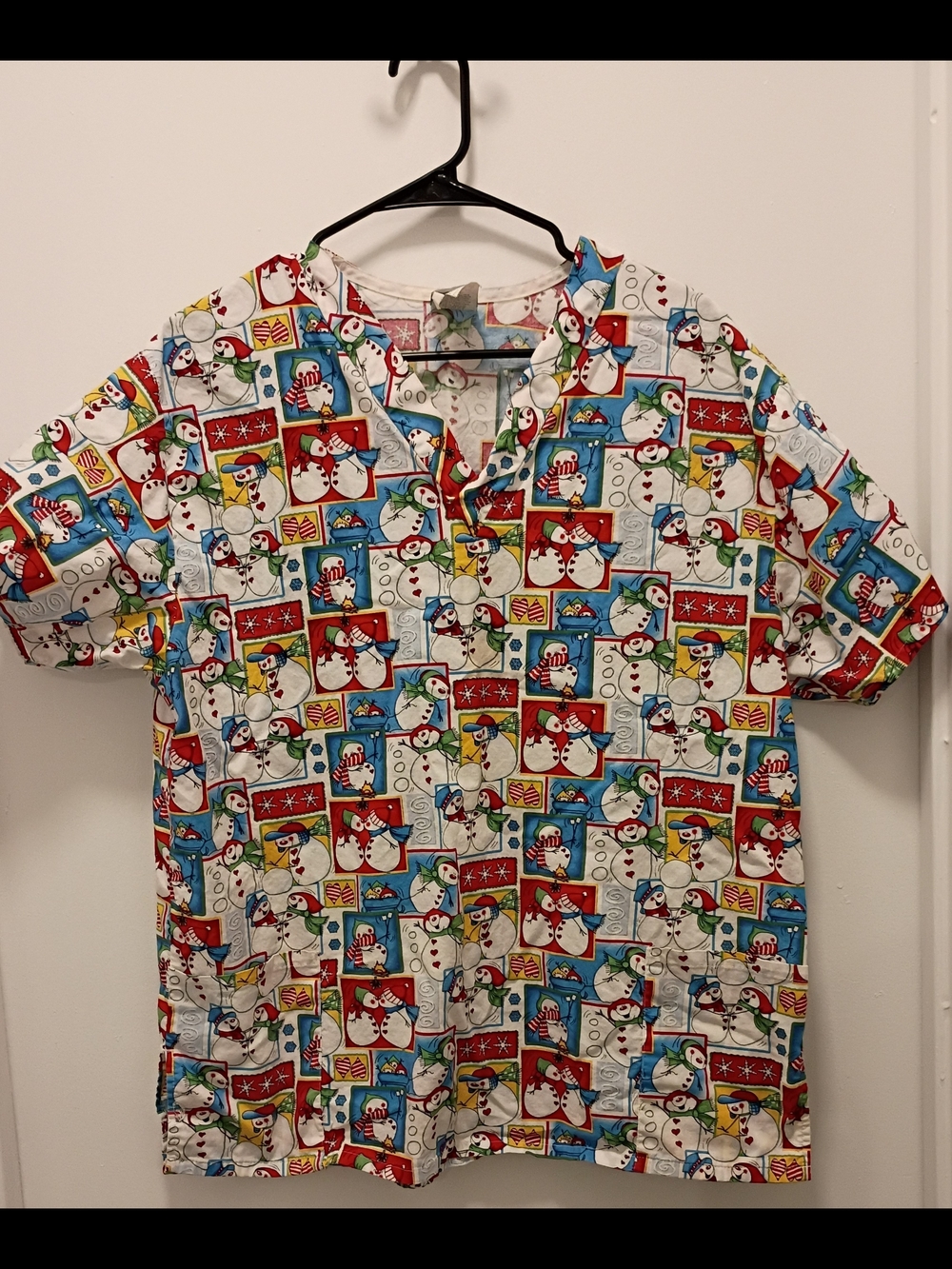 Holiday Snowman Print Scrubs